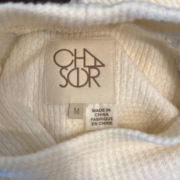 NWT Chaser Cream Waffle Pattern Pullover - Picture 4 of 5